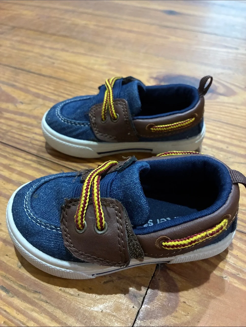 Carter's Navy Blue Canvas Kids Sneakers with Brown Trim